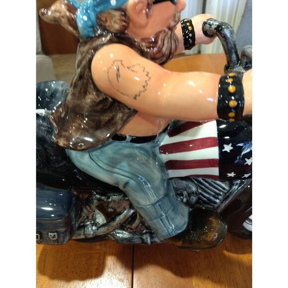 Flag Biker Cookie Jar by Popular Creations, Harley Davidson Gals and Guys love t - Picture 14 of 14